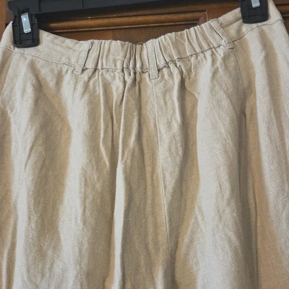 Light Beige Wide Leg Linen Pants - Picture 4 of 4